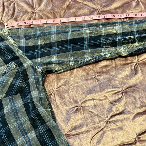 BDG Urban Outfitters Blue & Black Plaid Grunge Button Down Shirt – Distressed M - Picture 5 of 8